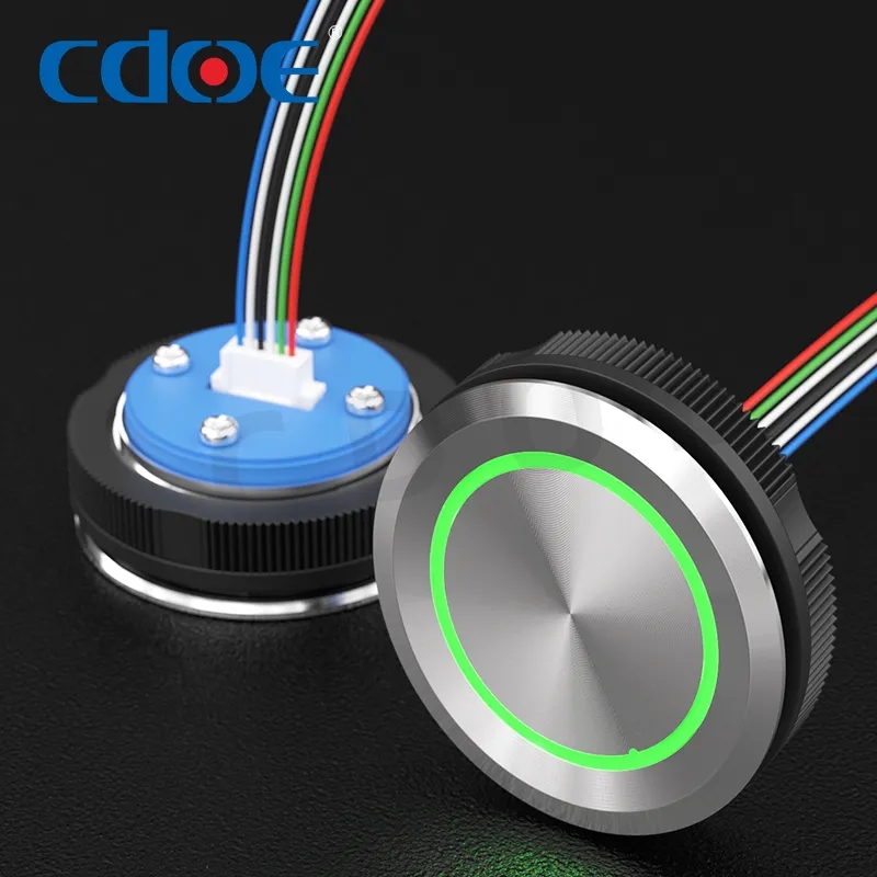 Кнопочный переключатель 35 мм NO металлическая подсвечиваемая RGB светодиодная кнопка для промышленной автоматизации серии HBDGQ35SF-10WE/P/S