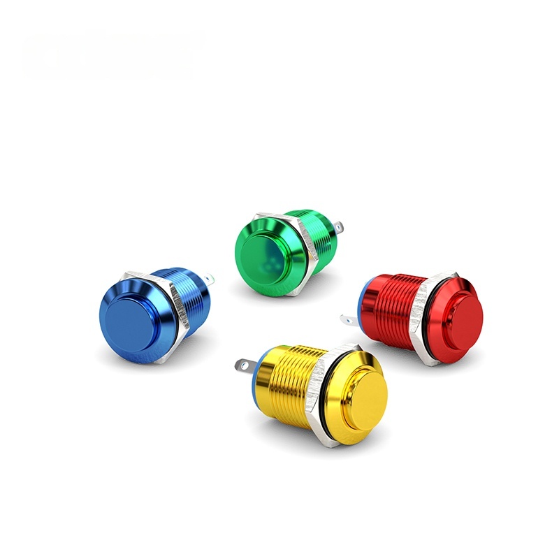 оксидированные кнопки 12 мм высокая голова ip65 нормально откр HBDGQ12H-10/J/Tытый кнопка переключатель красный зеленый синий алюминиевый сплав контактный терминал