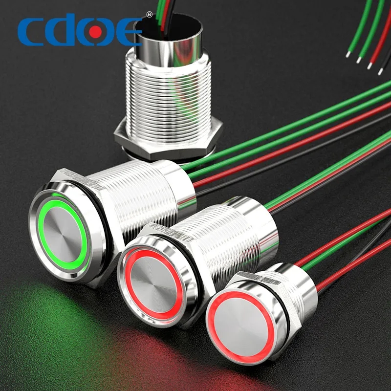 сенсорный кнопочный переключатель 16MM 19MM 22MM Емкостный тактильный переключатель с подсветкой 3A металлический моментный переключатель HBD-TS16P TS19C TS22C-10E Серия